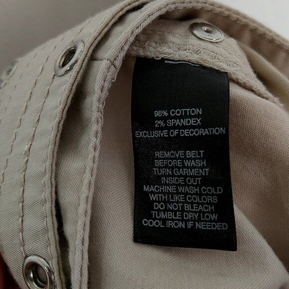 💥5/$25 White House Black Market sz 12 Mini Skirt Straight Khaki Belted Pockets - Picture 5 of 5